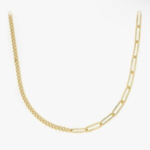 Oak & Luna Half Gourmette Half Link Chain 18k Gold Plated